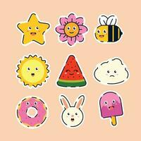 schattig kawaii reeks van stickers, patches en badges vector