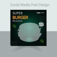 snel voedsel restaurant bedrijf afzet sociaal media post of web banier sjabloon ontwerp met abstract achtergrond, logo en icoon. vers pizza, hamburger, pasta vector