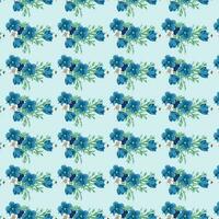 naadloos bloemen patroon met kleurrijk wild bloemen Aan spiegel reflecterend blauw lucht vector