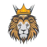 portret van leeuw vervelend een kroon vector illustratie