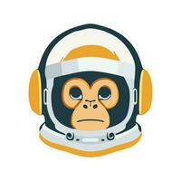 aap vervelend astronaut helm en muziek- koptelefoon vector illustratie