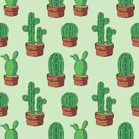 reeks van naadloos patronen van hand getekend cactus vazen, ideaal voor behang en kleding stof afdrukken thema's met bloemen motieven vector