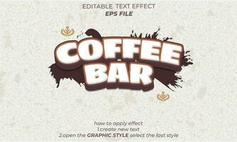 koffie bar tekst effect typografie, 3d tekst vector