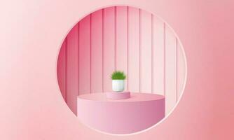 3d meetkundig roze podium met kopiëren ruimte Oppervlakte, voor Product Scherm, Product plaatsing, model. vector sjabloon