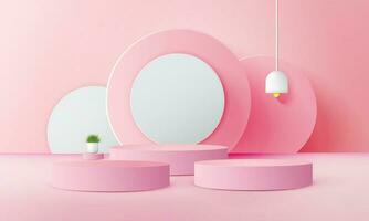 3d realistisch roze podium met kopiëren ruimte Oppervlakte, blanco ruimte voor Product plaatsing, Product Scherm, model. vector sjabloon