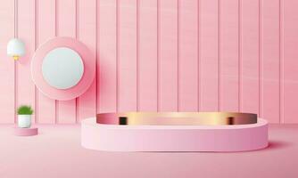 luxe roze pastel podium tafereel achtergrond met terug druppel, Product presentatie, bespotten omhoog, tonen kunstmatig, Product blanco podium vector