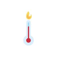 thermometer temperatuur meten met vlam platte stijl vector