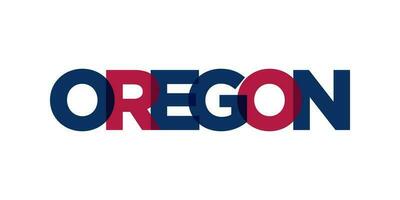 Oregon, Verenigde Staten van Amerika typografie leuze ontwerp. Amerika logo met grafisch stad belettering voor afdrukken en web. vector