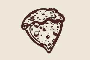 pizza plak met gesmolten kaas en peperoni. vector tekenfilm sticker in grappig stijl met contour. ontwerp element voedsel voor groet kaart, poster, afdrukken voor kleren, embleem.