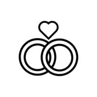 happy Valentijnsdag hart in voorstel ringen lijnstijl vector