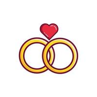 happy Valentijnsdag hart in voorstel ringen lijn en vul stijl vector