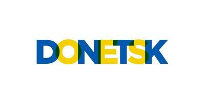 donetsk in de Oekraïne embleem. de ontwerp Kenmerken een meetkundig stijl, vector illustratie met stoutmoedig typografie in een modern lettertype. de grafisch leuze belettering.