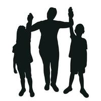 vaag beeld van silhouetten van ouders en kinderen. vader, pa, moeder, mama, zoon, dochter vector