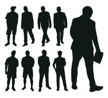 beeld mannetje silhouetten. mensen, menselijk, persoon, Mens, Heren, jongen, jongen, kerel, jongeling, jongen. zakenlieden, arbeiders, vrienden, studenten, demonstranten, professor, publiek vector