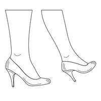 tekening schetsen schets silhouet van vrouw poten in een houding. schoenen stiletto's, hoog hakken vector