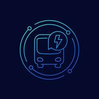 elektrisch bus icoon, lineair ontwerp vector