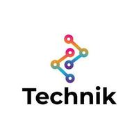 technik modern tech logo ontwerp vector