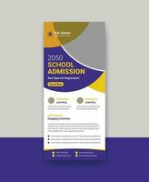 school- onderwijs rek kaart ontwerp sjabloon voor kinderen. junior school- toelating dl folder ontwerp. vector