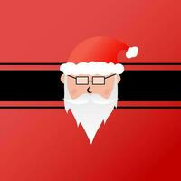 de kerstman claus, vervelend bril, een wit baard en vervelend een Kerstmis hoed, rood, wit, zwart en goud vector