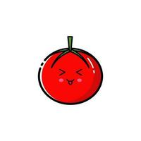 tomaat icoon met een schattig gelaats uitdrukking vector