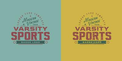 varsity sport- logo wijnoogst insigne ontwerp vector