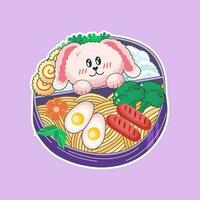 kom in kawaii stijl. schattig, kleurrijk illustraties. Japans voedsel. animatie. vector. perfect voor flyers, affiches, en korting kaarten. vector