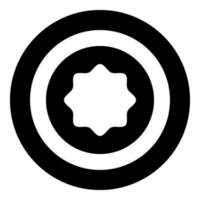 rubber pakking puck onder afgeronde achthoek in cirkel icoon in cirkel ronde zwart kleur vector illustratie beeld solide schets stijl