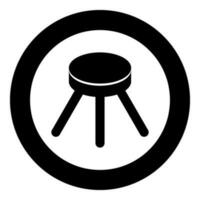 stoel met drie poten meubilair legged huishouden concept icoon in cirkel ronde zwart kleur vector illustratie beeld solide schets stijl