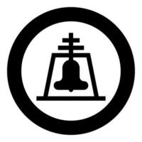 kerk klok straal concept campanile belfort icoon in cirkel ronde zwart kleur vector illustratie beeld solide schets stijl