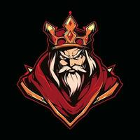 koning kroon hoofd mascotte logo voor esport. koning kroon t-shirt ontwerp. koning kroon logo. koning kroon sticker vector