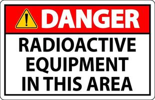 Gevaar teken voorzichtigheid radioactief uitrusting in deze Oppervlakte vector