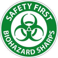 veiligheid eerste biohazard label, biohazard scherpe punten vector