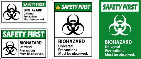 biohazard veiligheid eerste etiket biohazard universeel voorzorgsmaatregelen moet worden opgemerkt vector