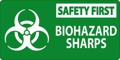 veiligheid eerste biohazard label, biohazard scherpe punten vector