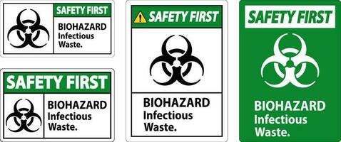 biohazard veiligheid eerste etiket biohazard besmettelijk verspilling vector