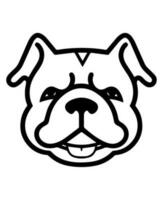 bulldog vector icoon glyph geïsoleerd, zwart en wit silhouet.