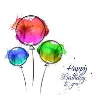 Gelukkige verjaardagskaart met aquarel hand getrokken ballonnen ontwerp vector