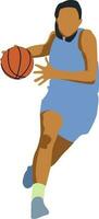 vrouwen houding dribbelen basketbal speler vector