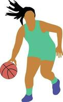 vrouwen houding dribbelen basketbal speler vector