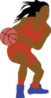 vrouwen houding dribbelen basketbal speler vector