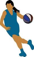 vrouwen houding dribbelen basketbal speler vector