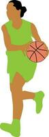 vrouwen houding dribbelen basketbal speler vector