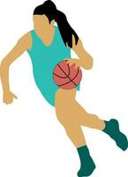 vrouwen houding dribbelen basketbal speler vector