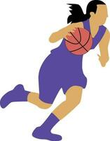 vrouwen houding dribbelen basketbal speler vector