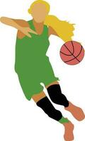 vrouwen houding dribbelen basketbal speler vector