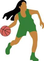 vrouwen houding dribbelen basketbal speler vector