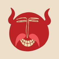 grappig bizar demon met hoorns. illustratie in een modieus vlak stijl voor halloween vector