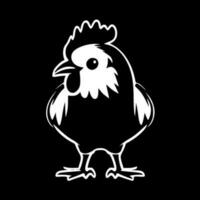 kip - zwart en wit geïsoleerd icoon - vector illustratie