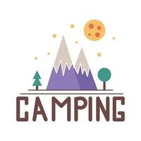 berg reizen logo. icoon berg met boom. visvangst en zomer camping. wandelen met rugzakken, rust uit in de Woud. grafisch ontwerp pictogrammen vector illustratie