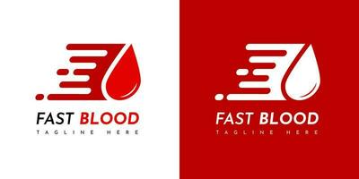 snel bloed logo. snel test bloed logo. met bloed en Actie beweging icoon. Aan rood, wit, en zwart kleuren. premie en luxe logo sjabloon ontwerp vector